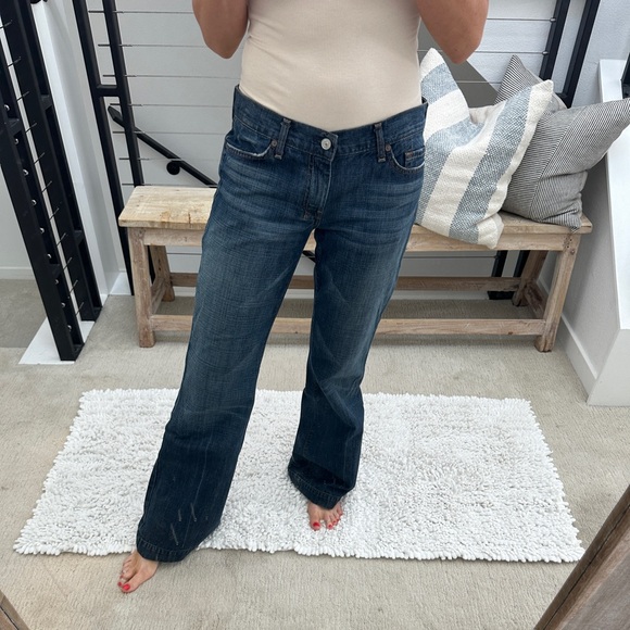 7 For All Mankind Dojo Flare Jeans Dark Wash Size 31 - Picture 3 of 13